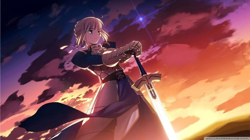 Saber stands stoically in a dramatic pose while she wonders where her next meal is coming from.